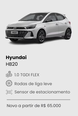 Financiamento de carro sem entrada Hyundai HB20